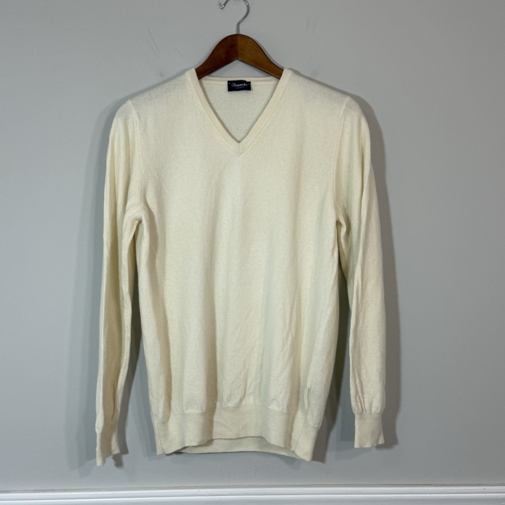 Drumohr Cashmere Wool Blend Sweater Men's Sz IT 52 Pale Yellow V Neck Old Money